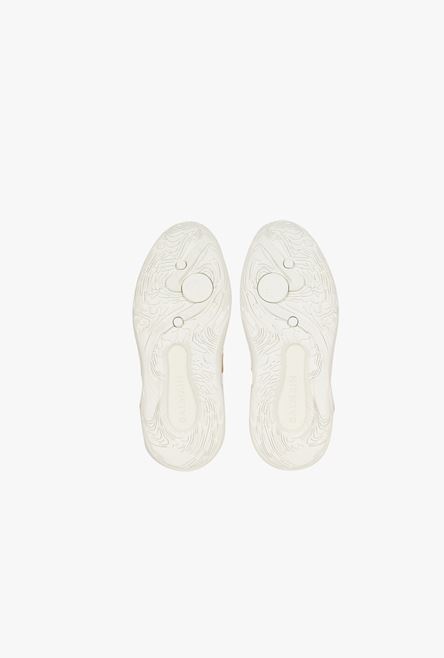 White and gold gummy leather and mesh B-Runner sneakers - 7