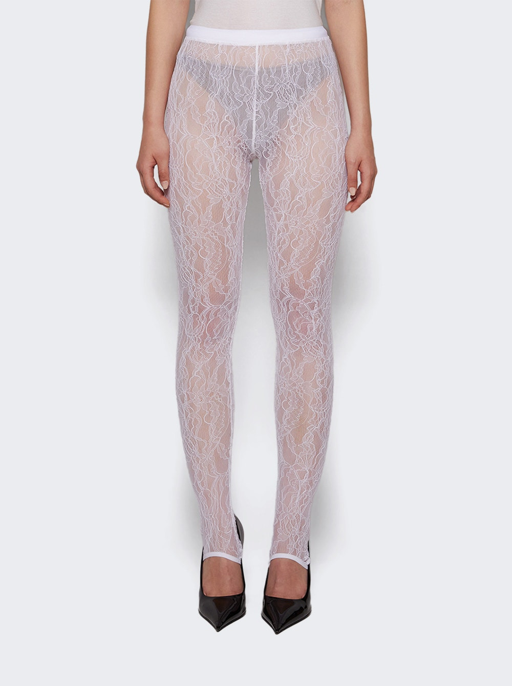 Lace Stirrup Legging White - 2