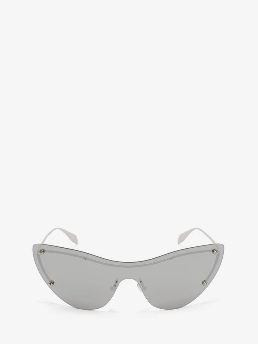 Women's Spike Studs Cat-eye Mask Sunglasses in Silver - 1