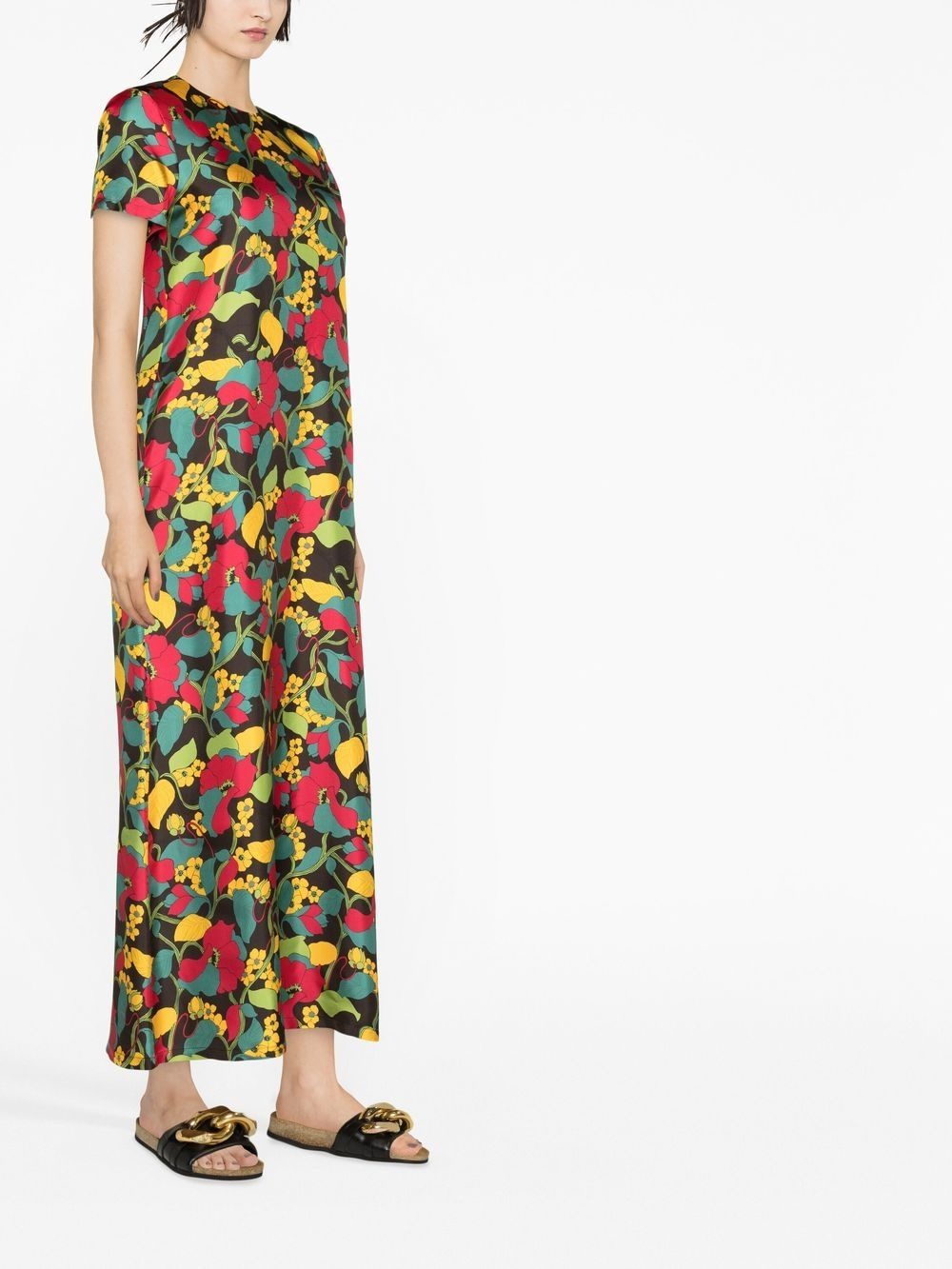 Swing floral-print silk midi dress - 4