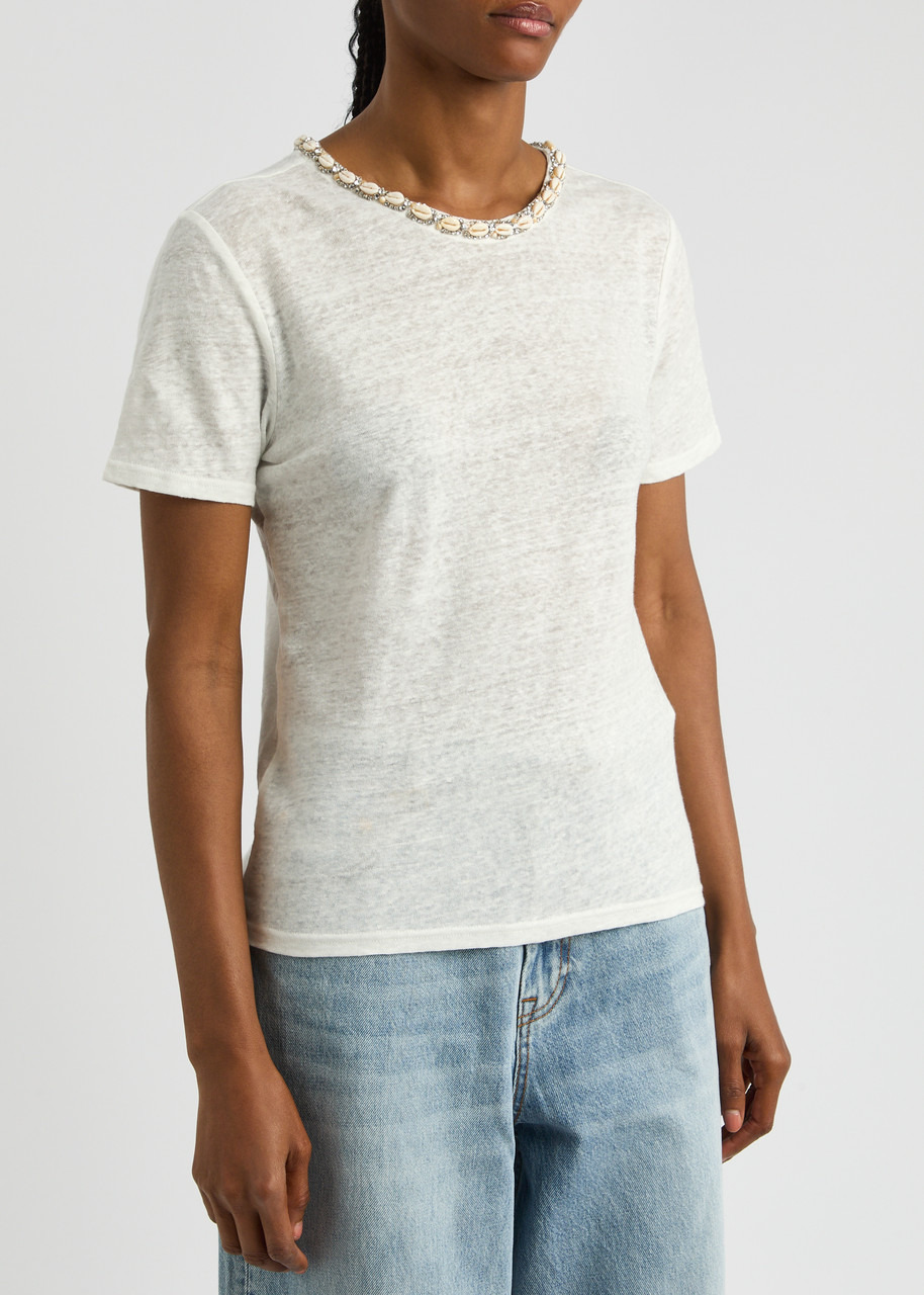 Zimmermann Illuminate Embellished Linen T-shirt - 2