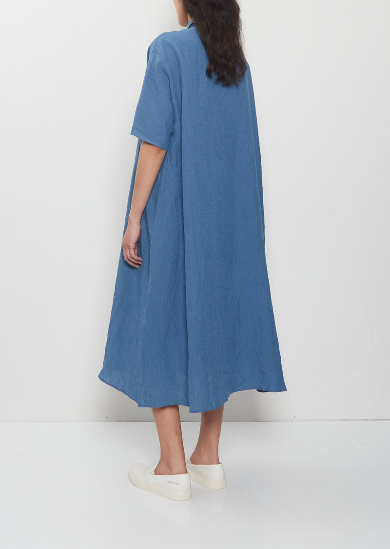 apuntob Classic Collar Linen Shirtdress — Sugar Blue outlook