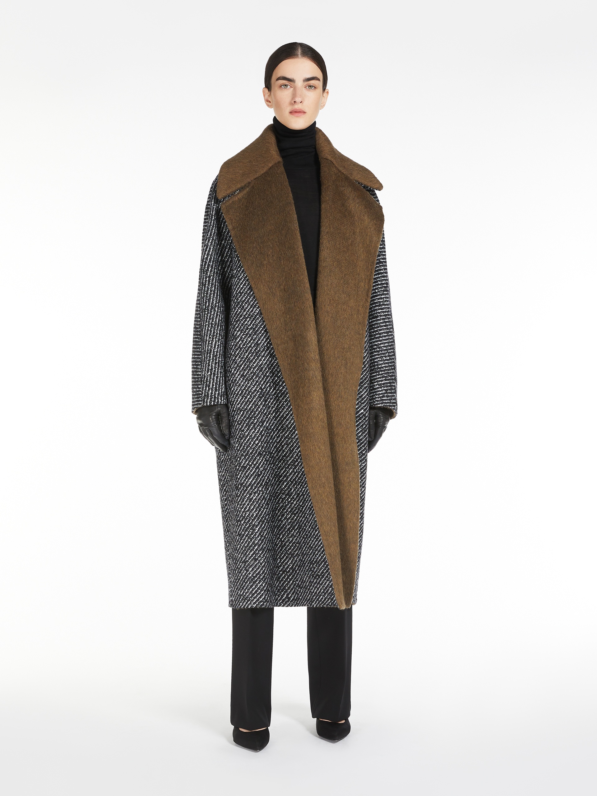 ALBINO Alpaca and wool tweed reversible coat - 3