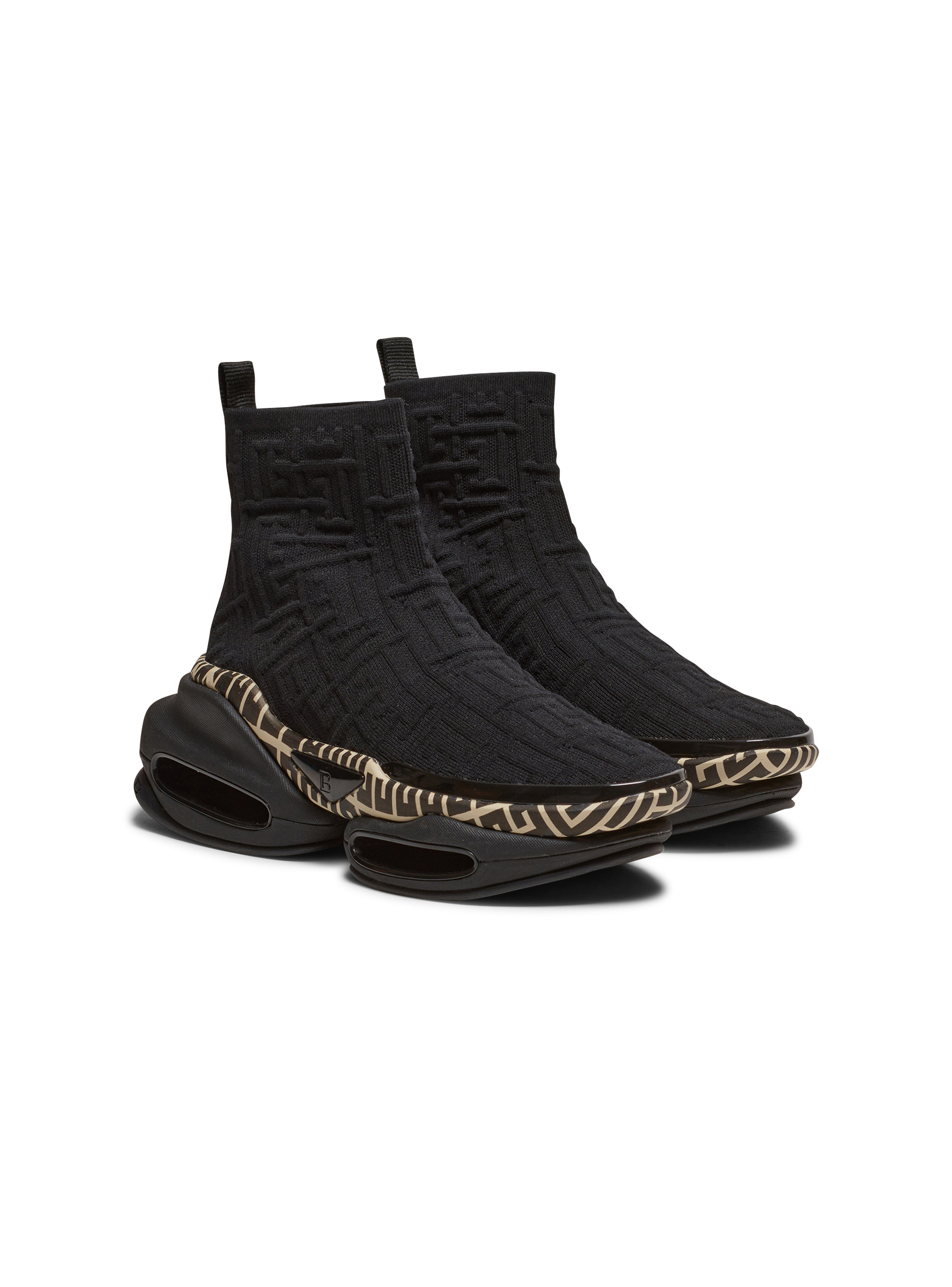 B-Bold knit high-top trainers with Balmain monogram - 2