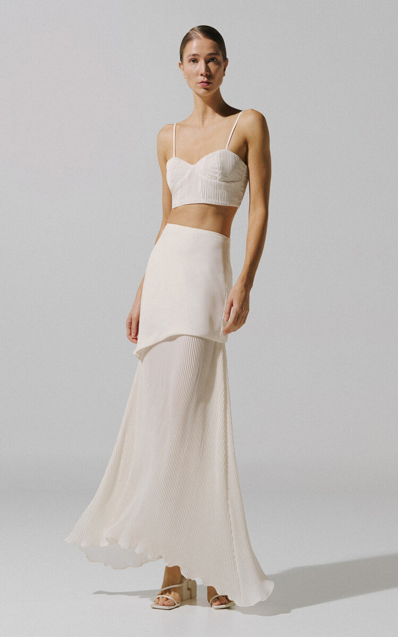 BAOBAB Roma Pleated Maxi Skirt white outlook