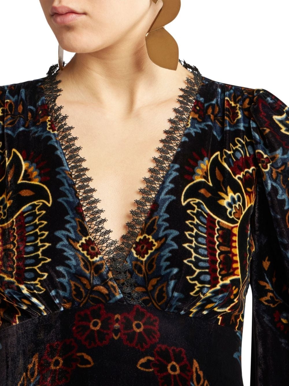 floral print velvet dress - 4