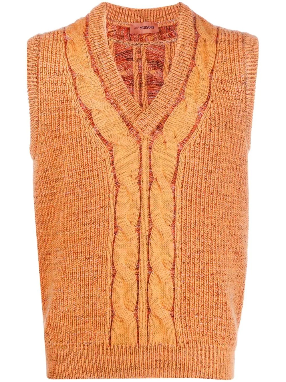 cable-knit v-neck vest - 1