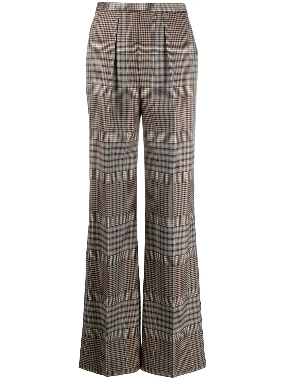 high-rise wide-leg plaid trousers - 1