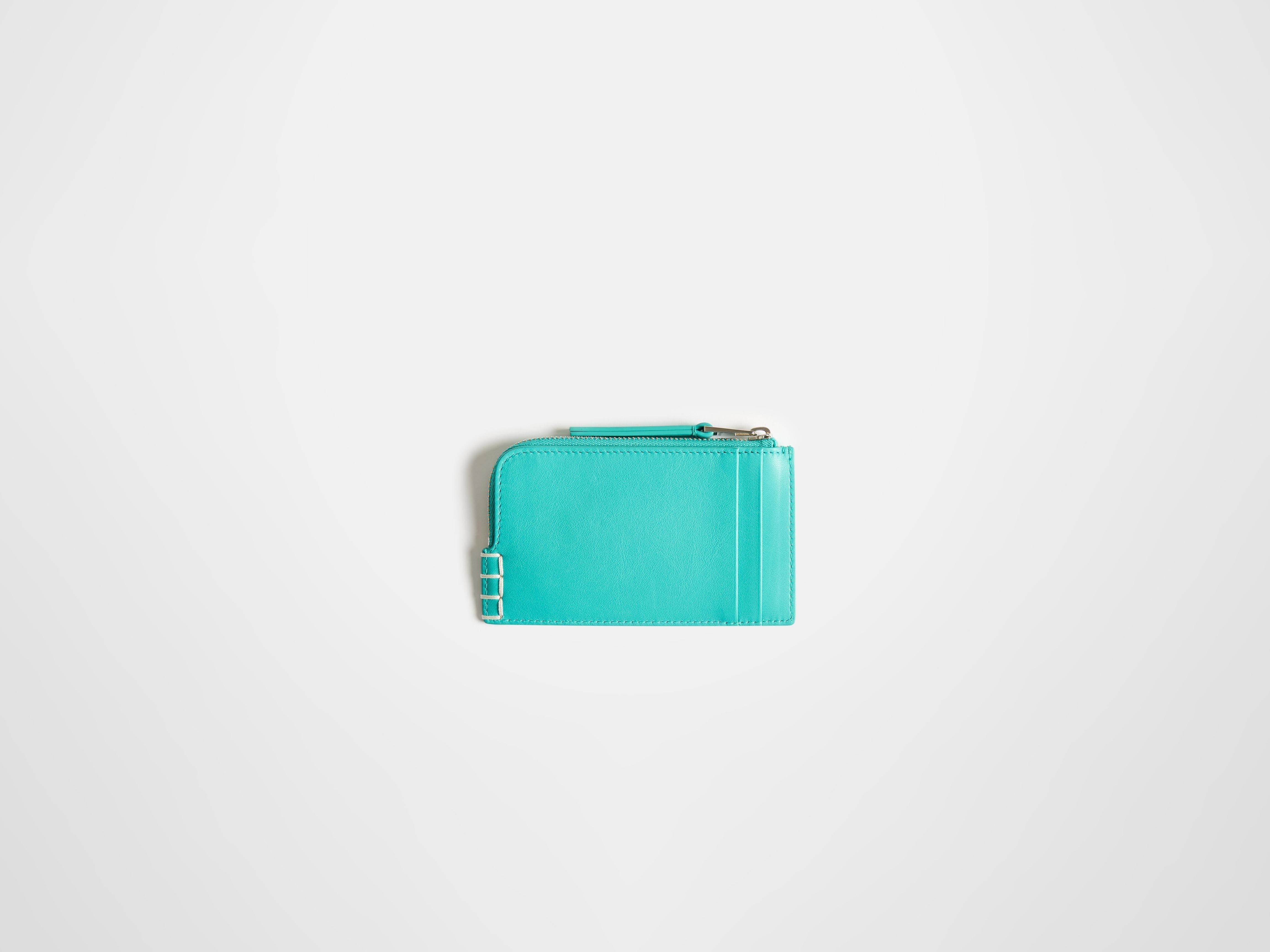 LEATHER LOAFER ZIP WALLET IN TURQUOISE - 3