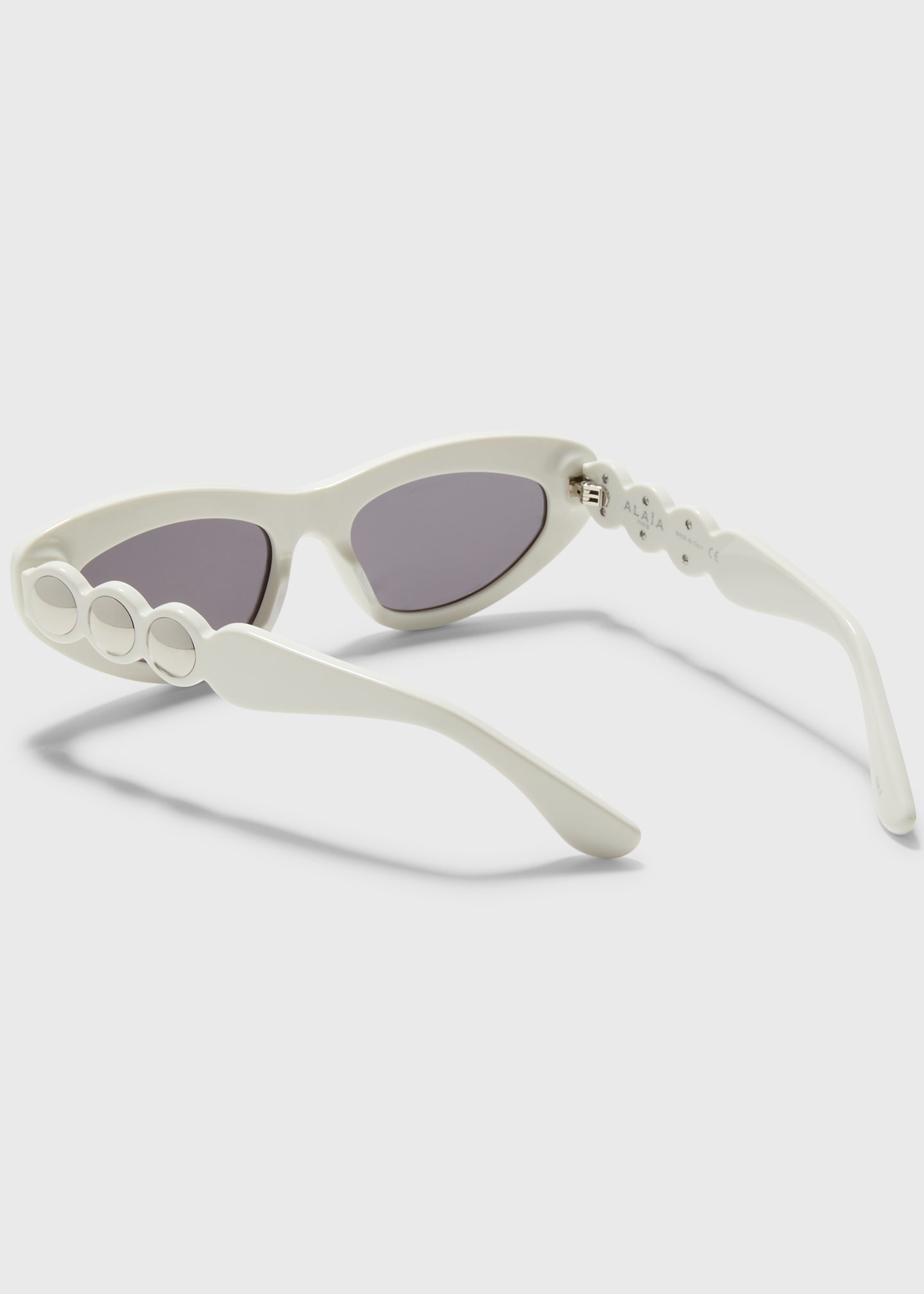 Scallop Stud Metal & Acetate Cat-Eye Sunglasses - 3