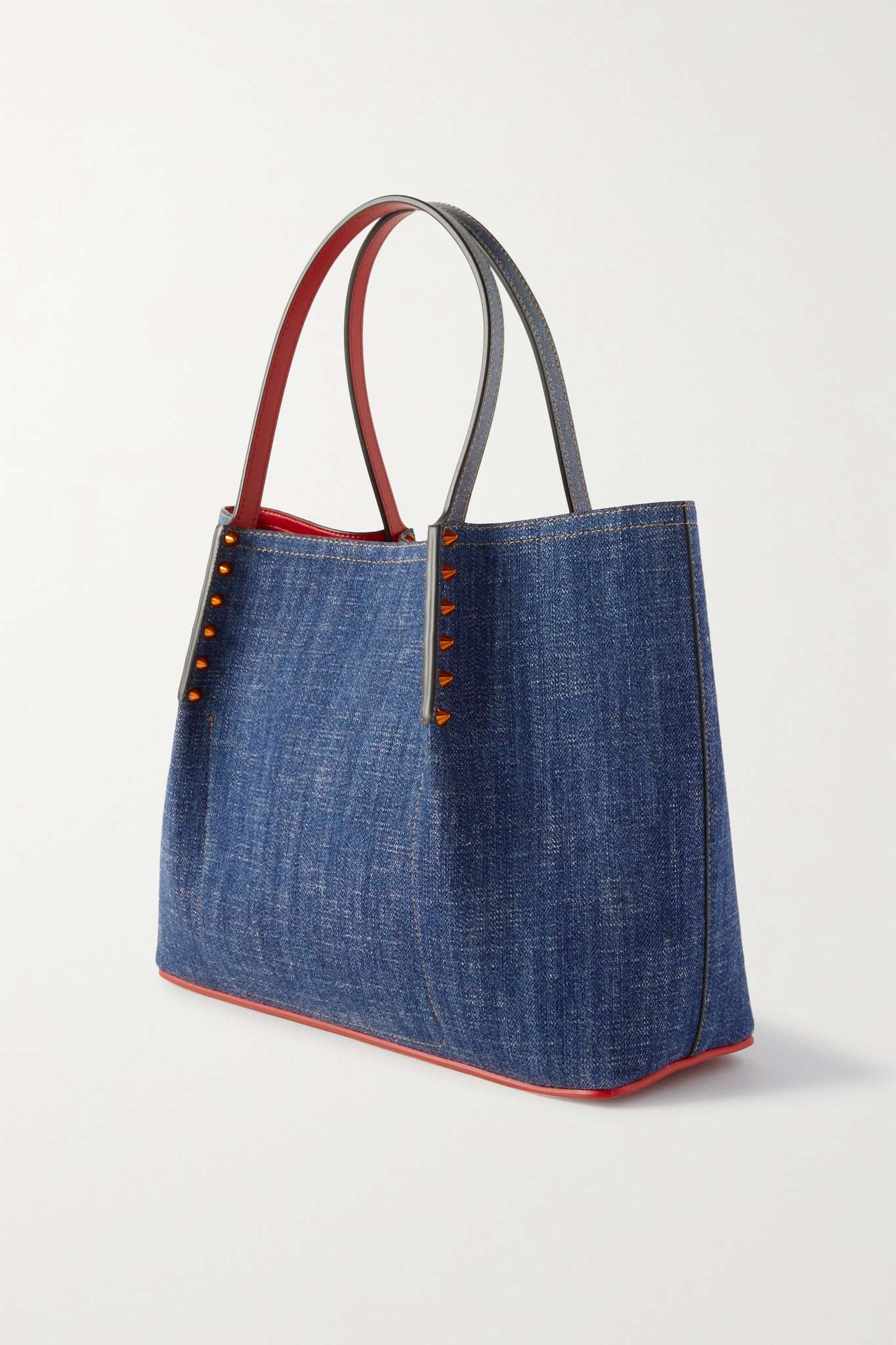 Cabarock small spiked denim and leather tote - 3