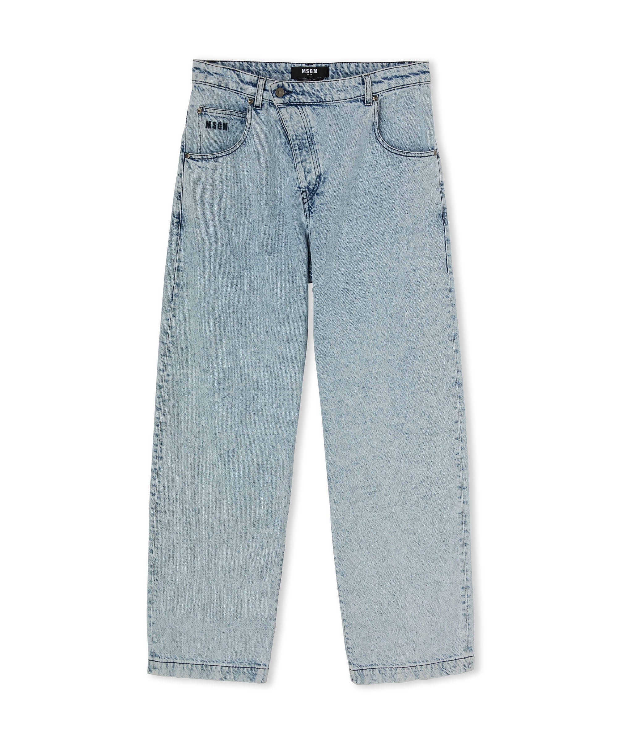Straight-leg baggy jeans with oblique buttoning - 3