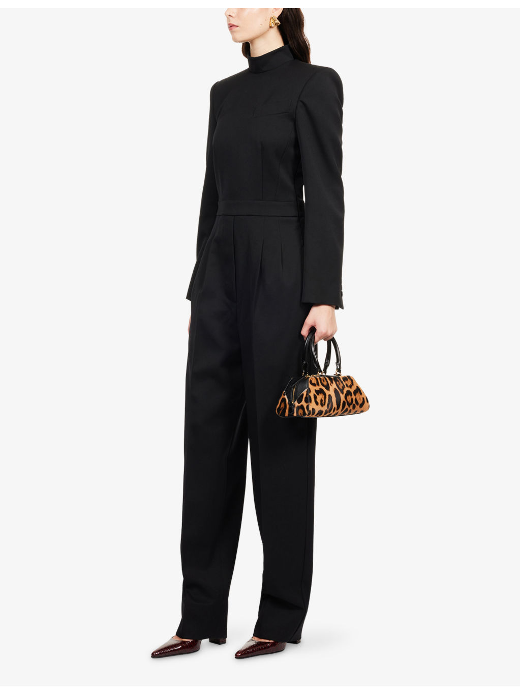 Structured Long-Sleeve Wool Jumpsuit - 2