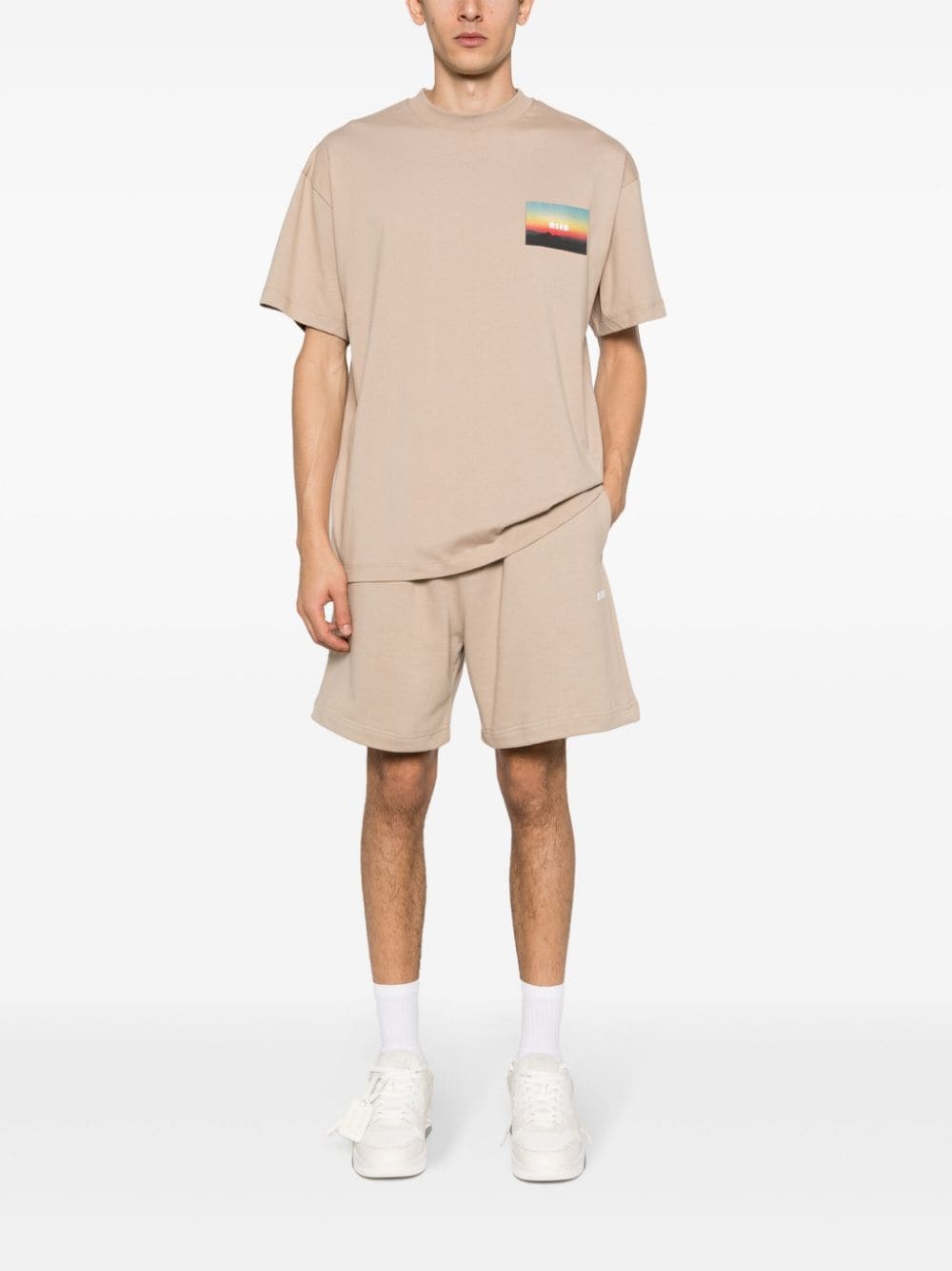 logo-print cotton track shorts - 2