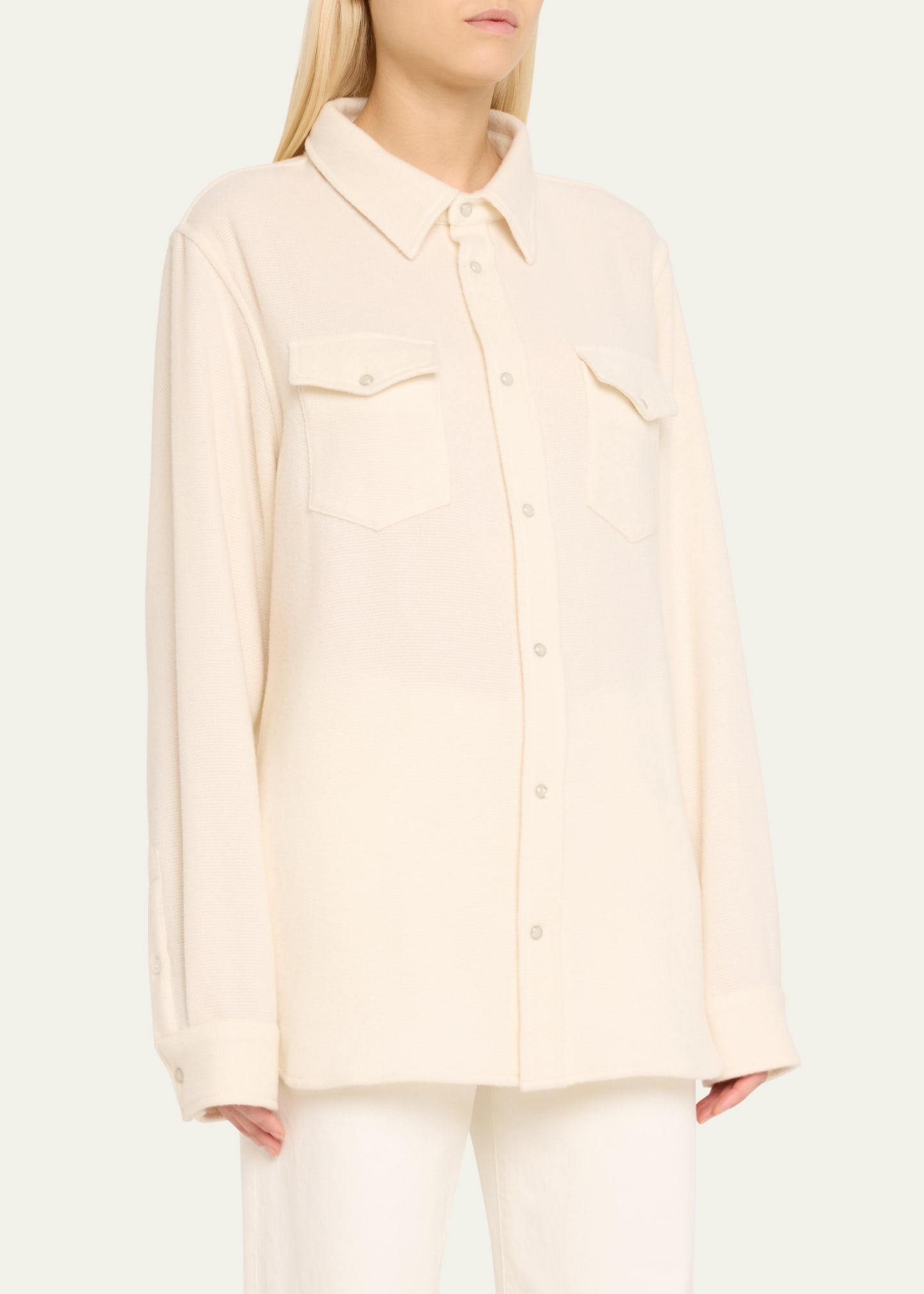 Cashmere Button-Front Shirt - 4