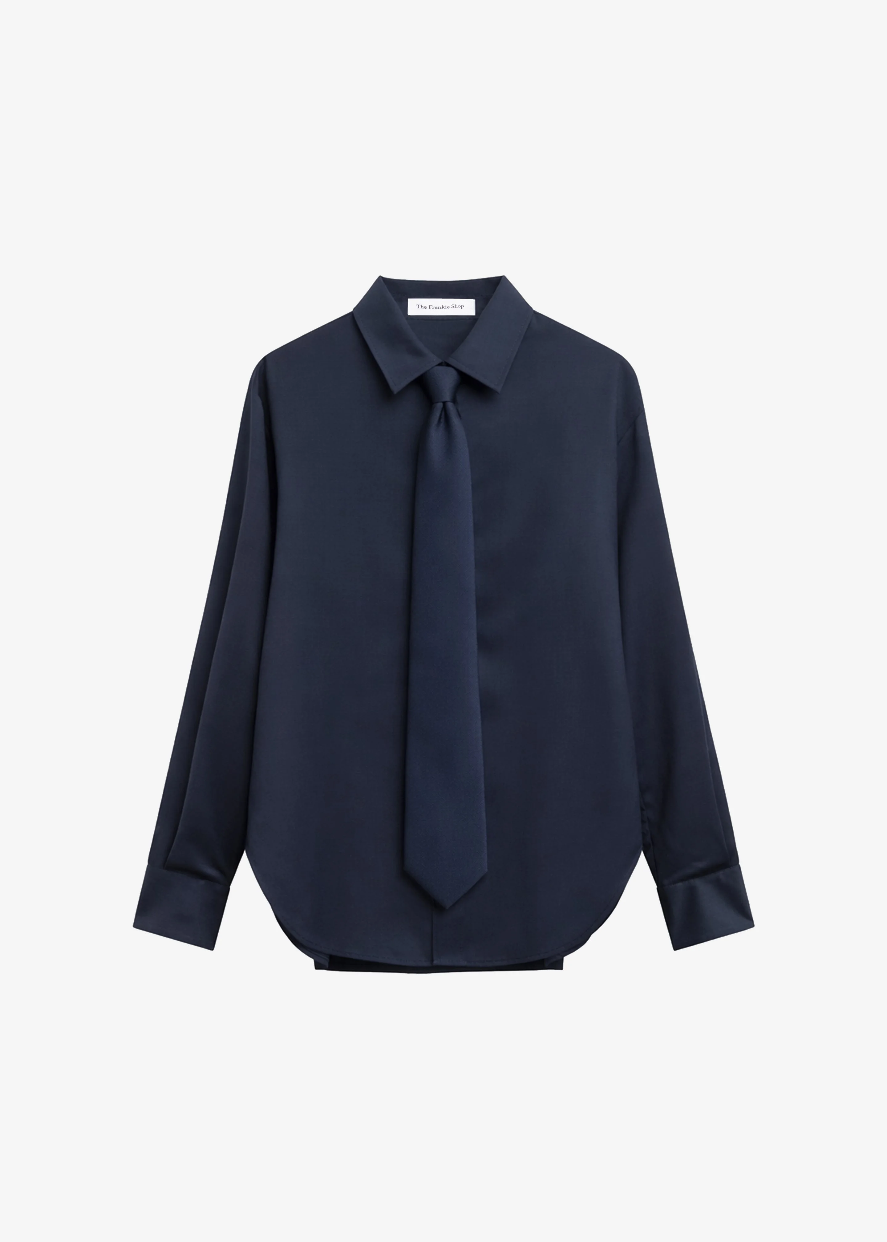 Peri Tie Neck Shirt - Navy - 1