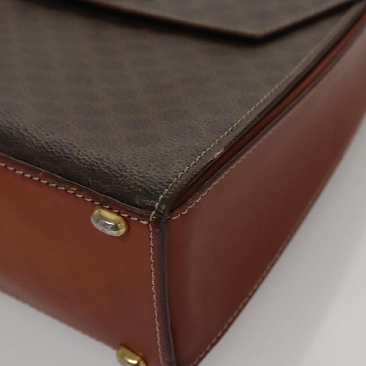CELINE Macadam Canvas Hand Bag Pvc Leather Brown - 16