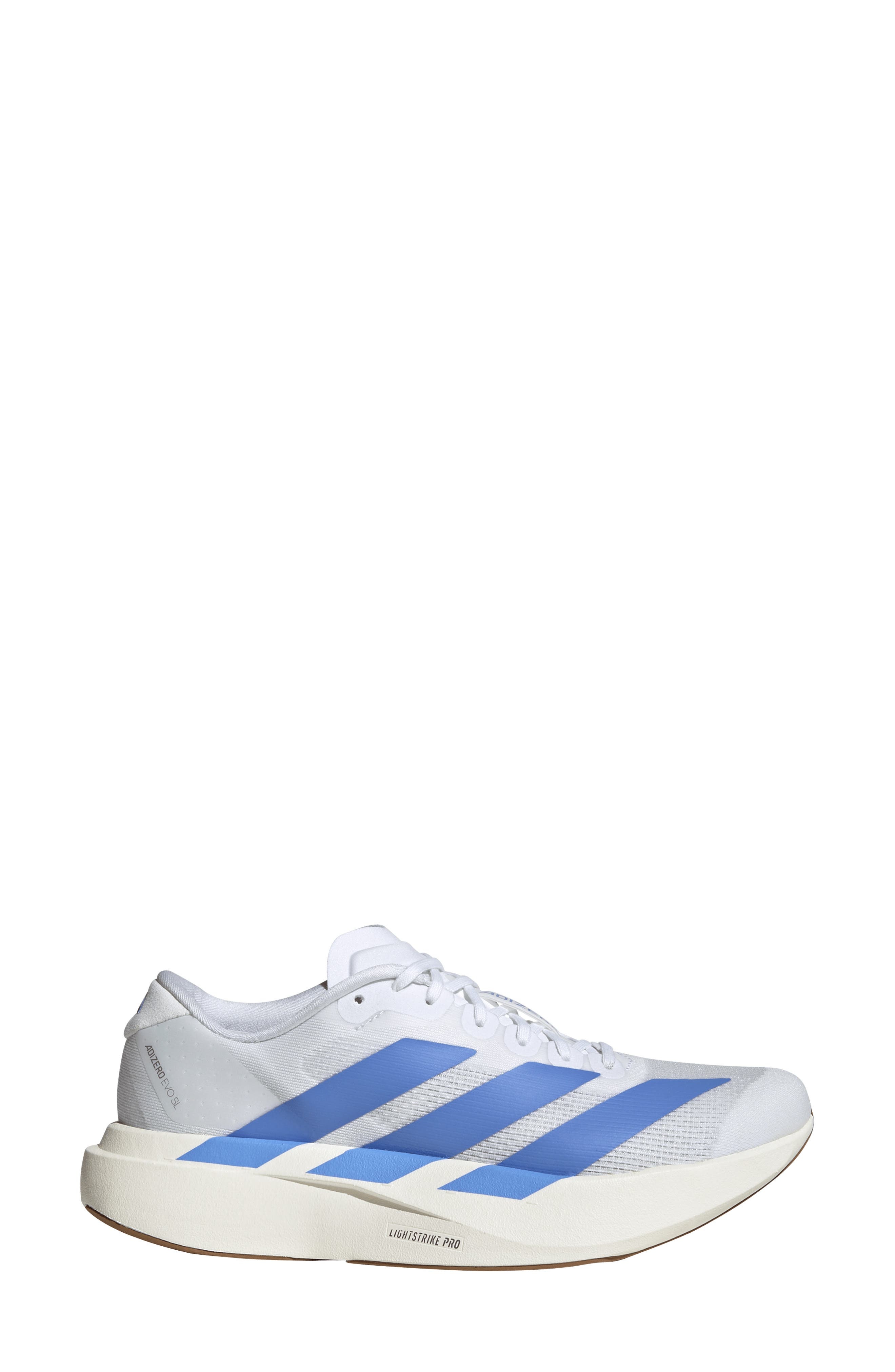 adidas Adizero Evo SL Running Shoe in White/Blue Fusion/Off White at Nordstrom - 3