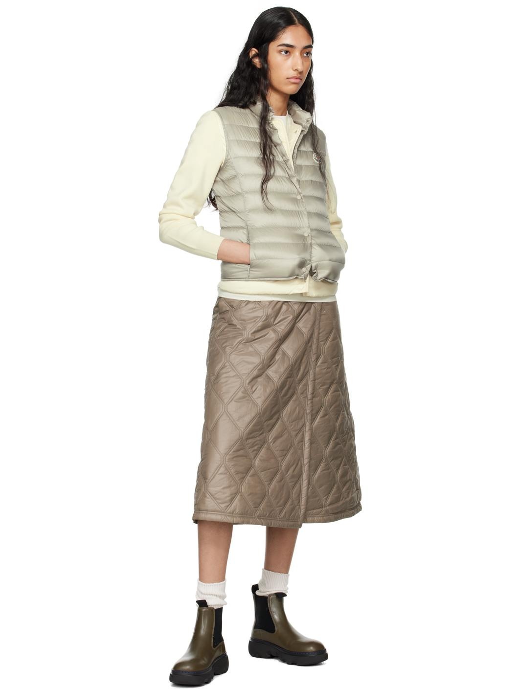 White Paneled Down Cardigan - 5