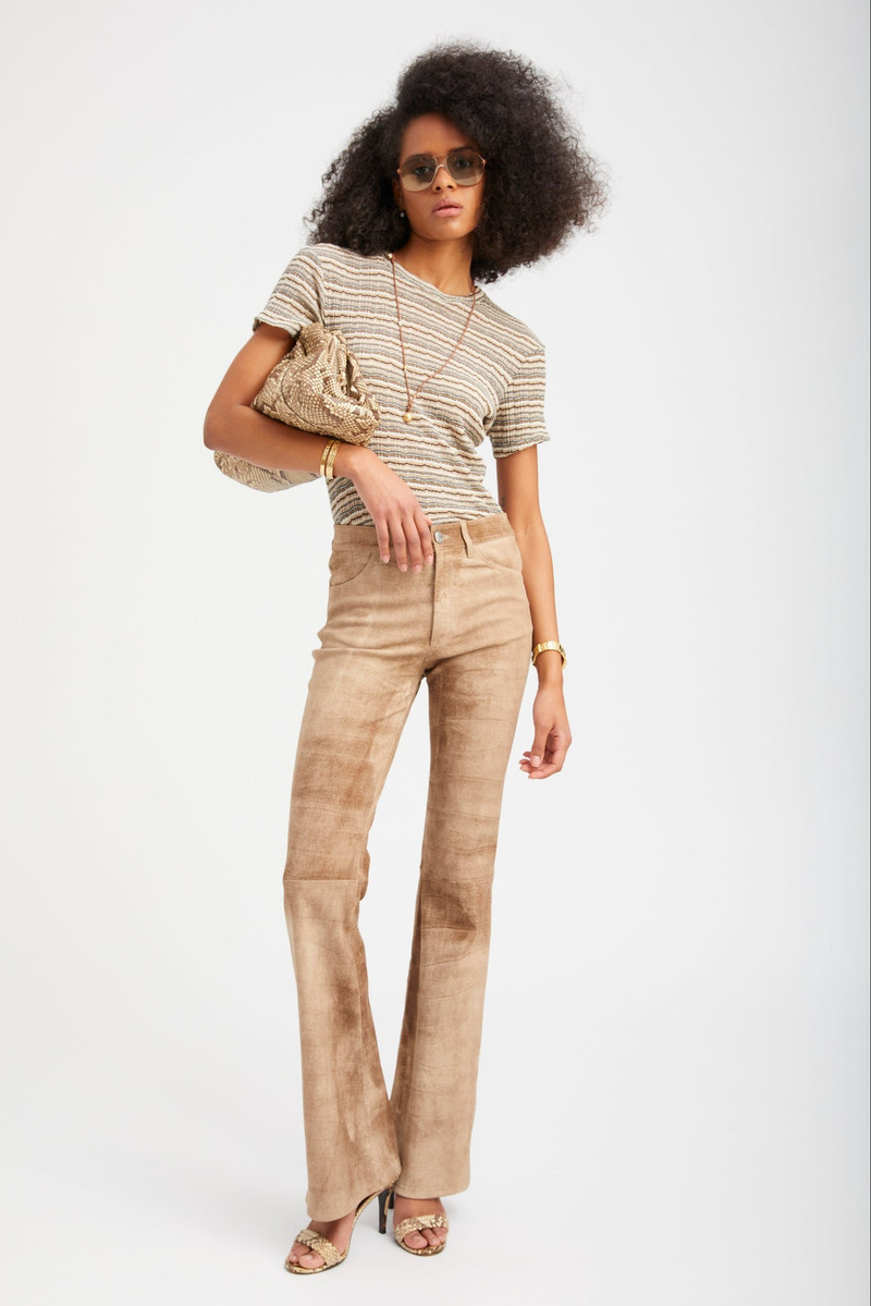 SPRWMN TRUFFLE STRIPED POINTELLE BABY TEE outlook