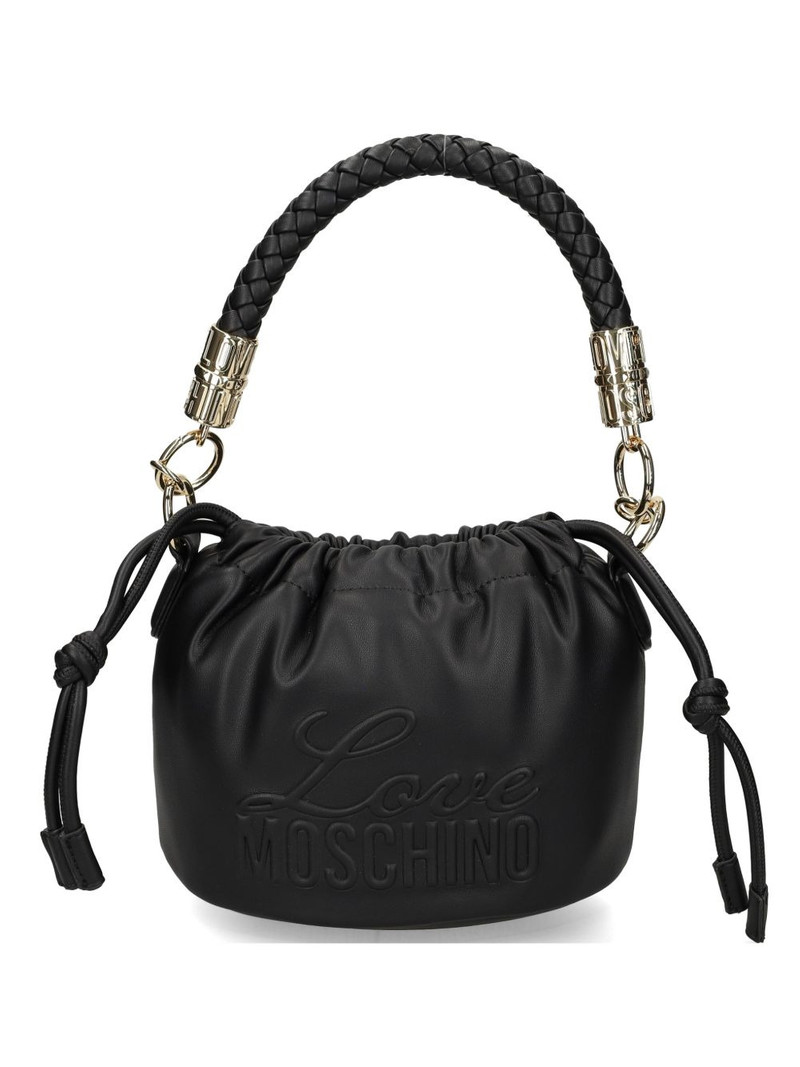 braided-handle logo-embossed shoulder bag 1