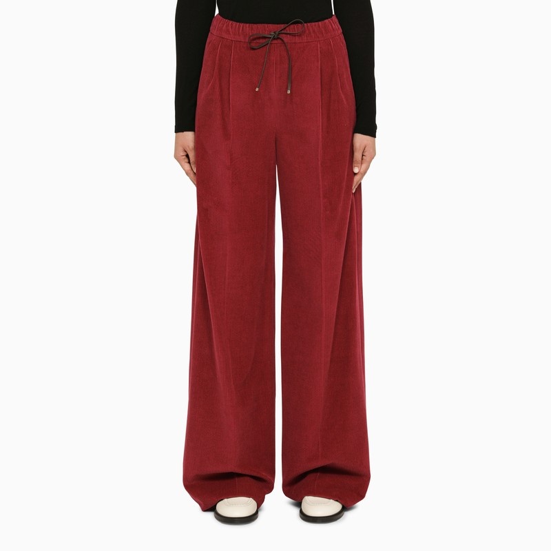 Red velvet baggy trousers - 1