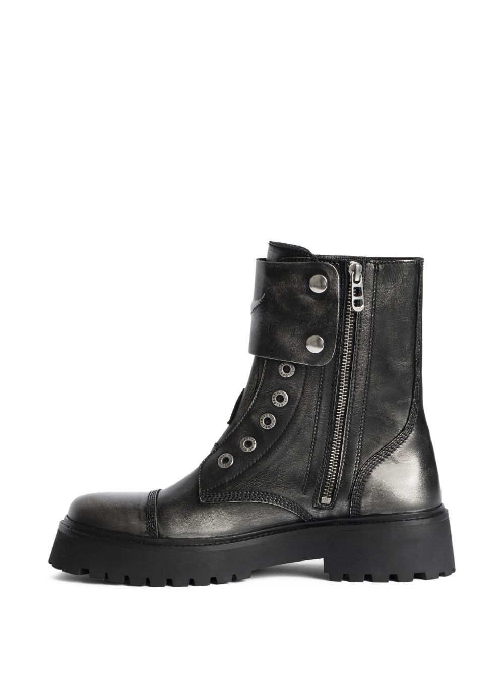leather combat boots - 5