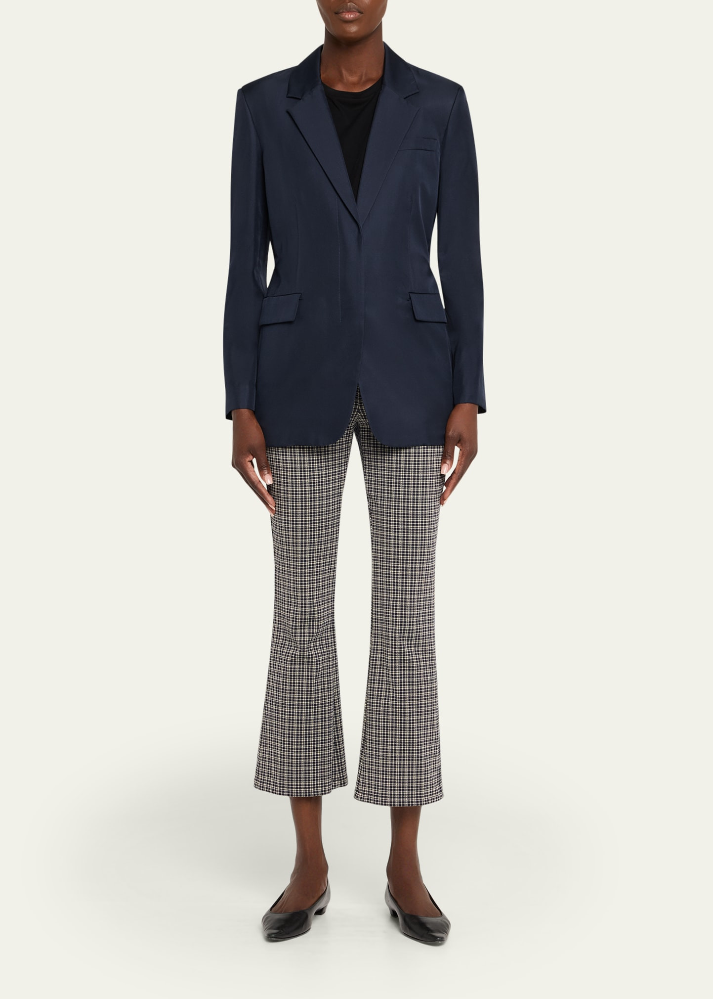 Plaid High-Rise Kick-Flare Pants - 2