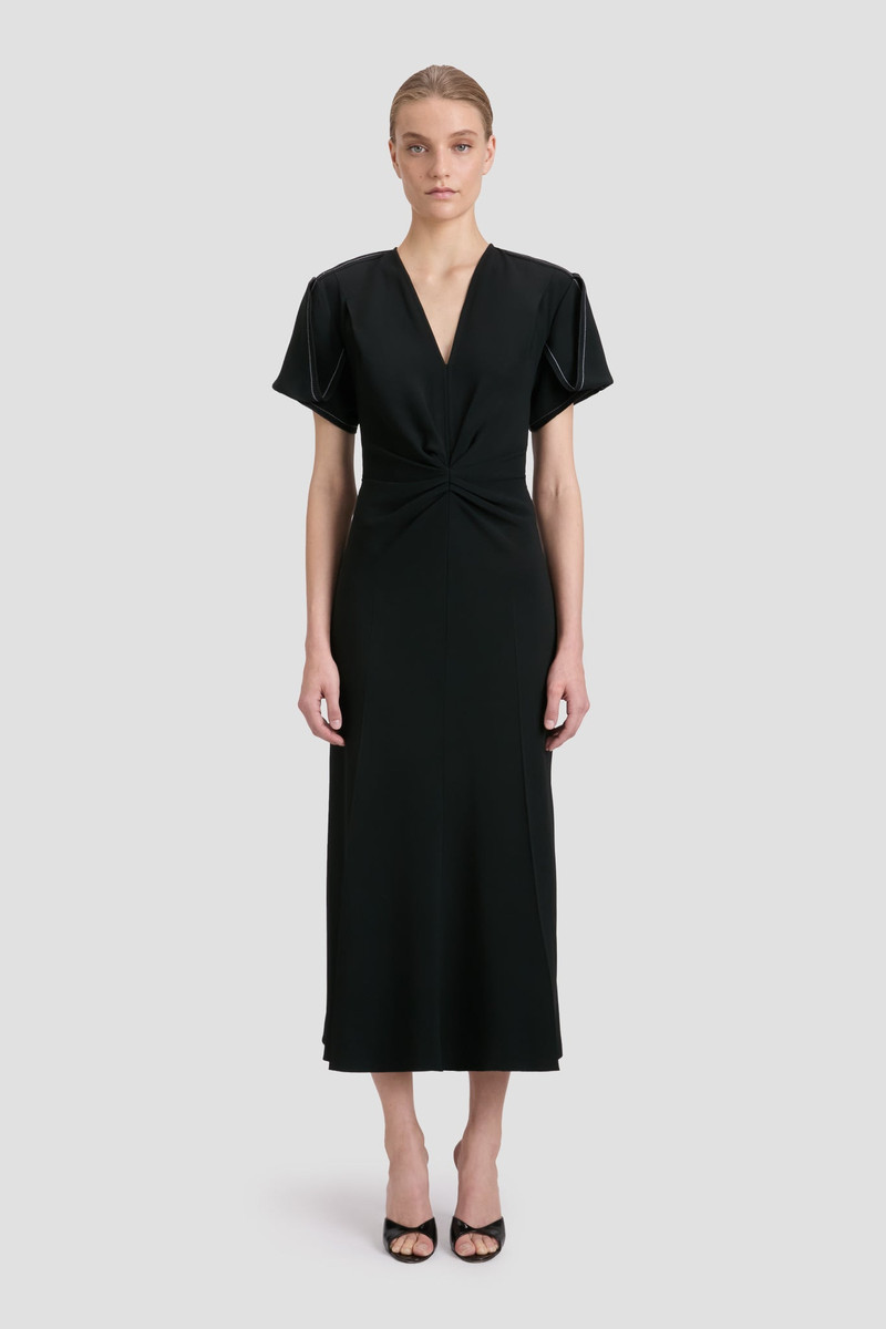 Victoria Beckham Eve Midi Dress In Black outlook