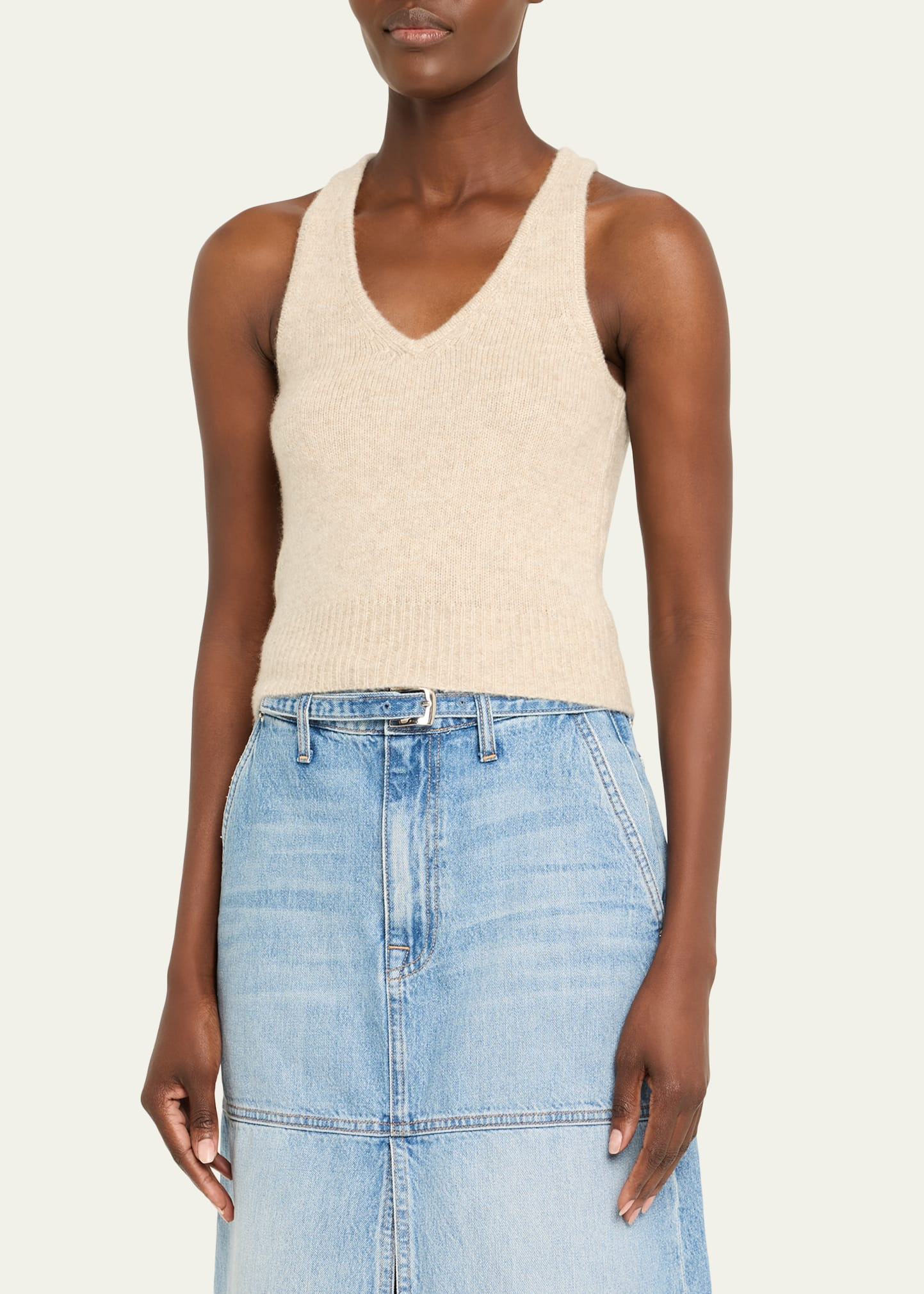 Reese V-Neck Cashmere Knit Tank Top - 4