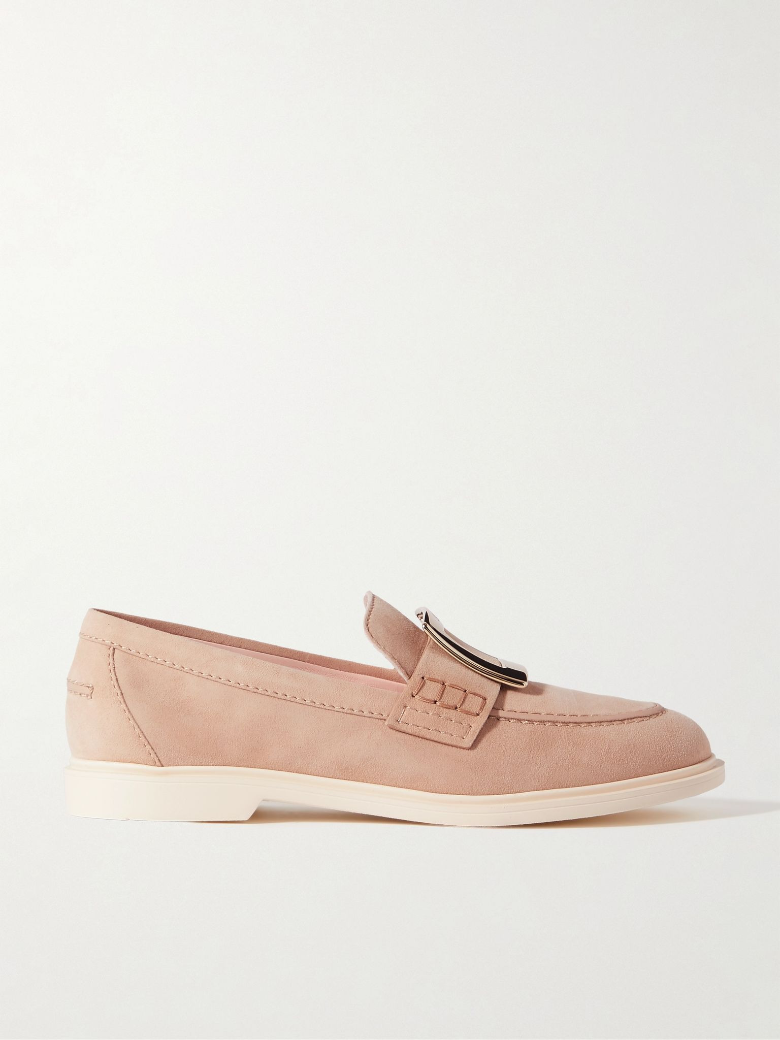 Embellished suede loafers Beige - 1