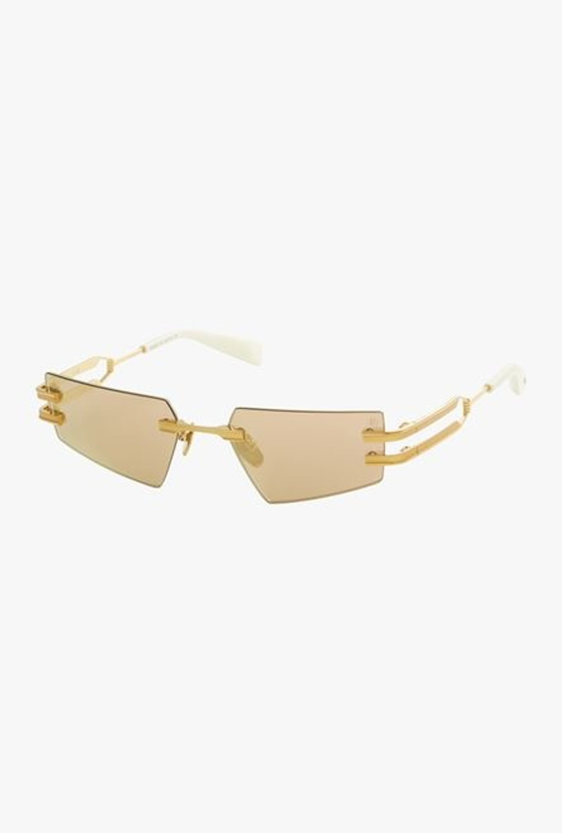 Balmain Gold-tone and brown titanium Fixe sunglasses outlook