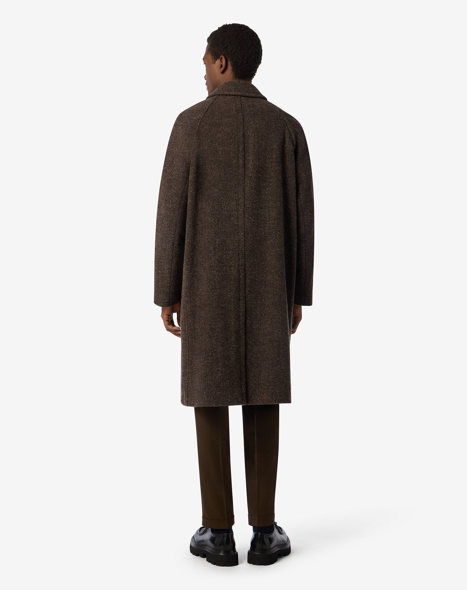 Brown technical wool coat - 3