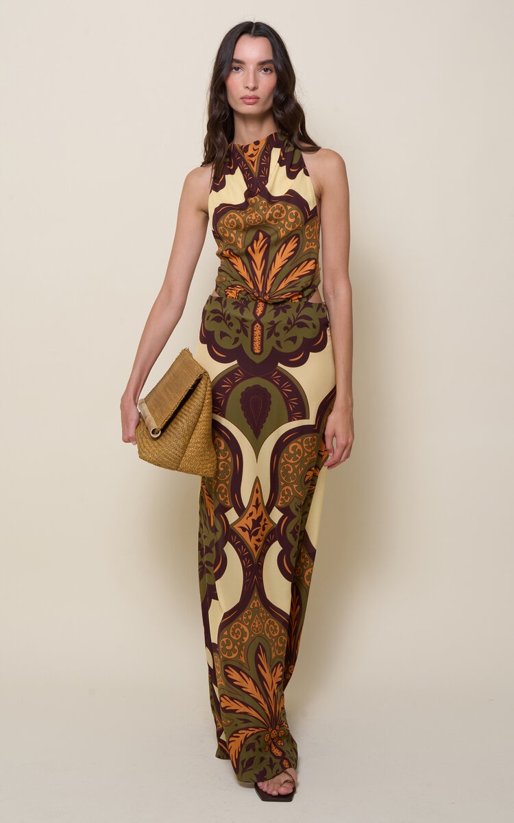 Finding Peace Cutout Silk Maxi Dress multi - 2