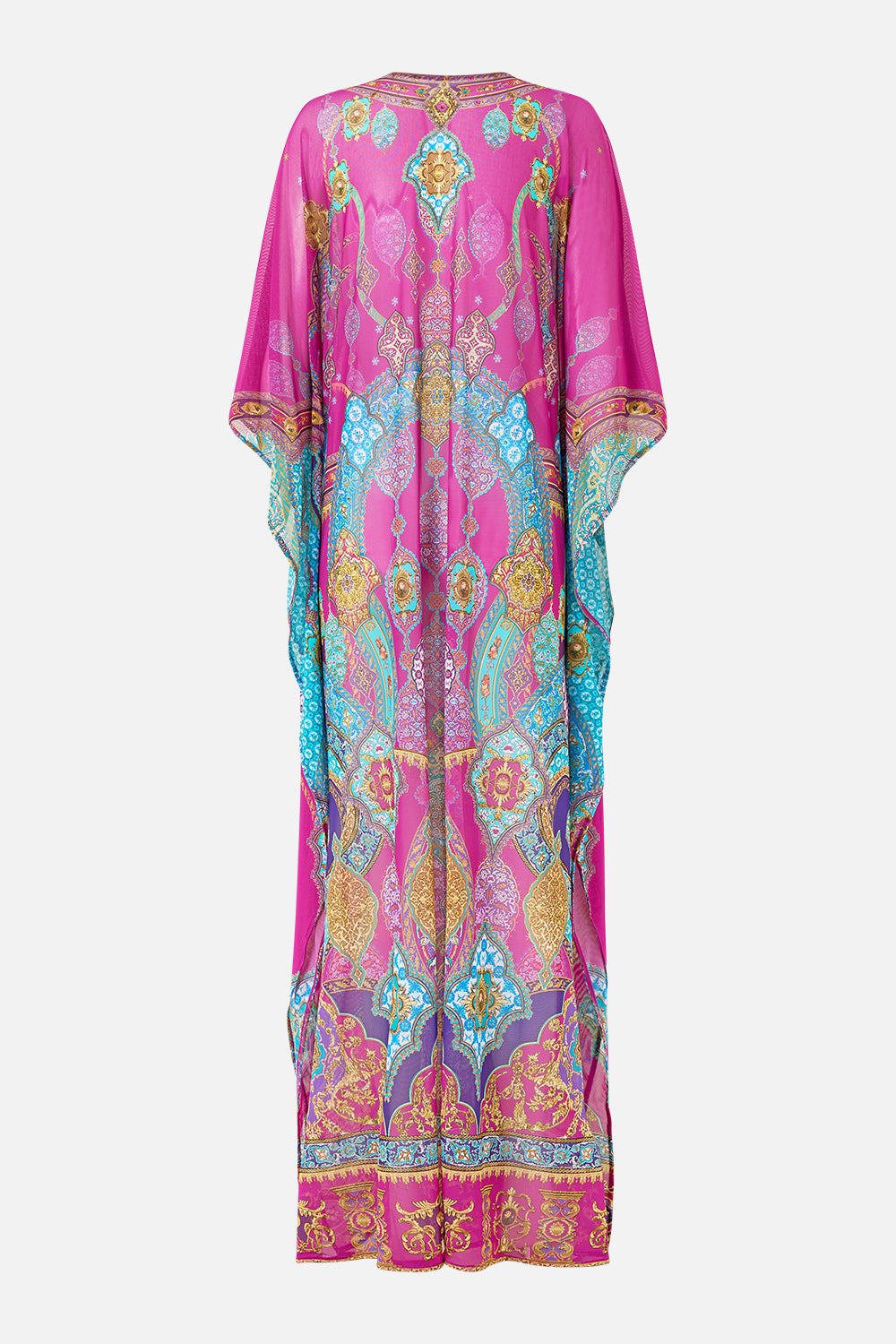 LONG V NECK KAFTAN WITH RING FRONT TRIM - 8