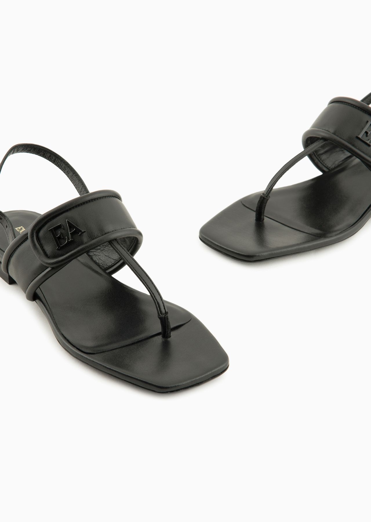 Nappa-leather flip-flop sandals with EA logo - 5