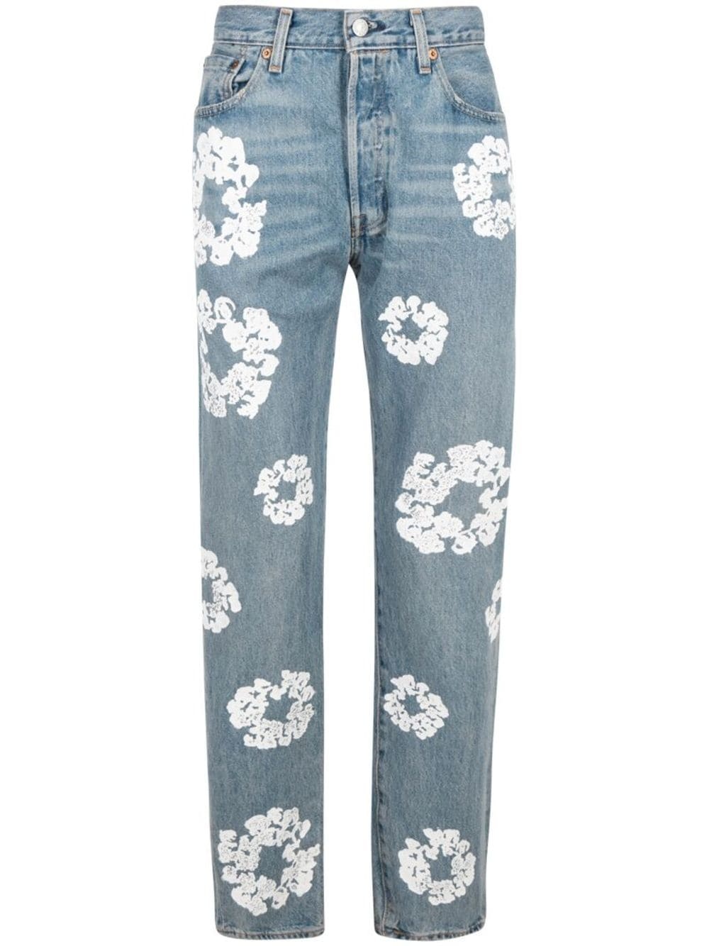 x Levi's Cotton Wreath-print straight-leg jeans - 1