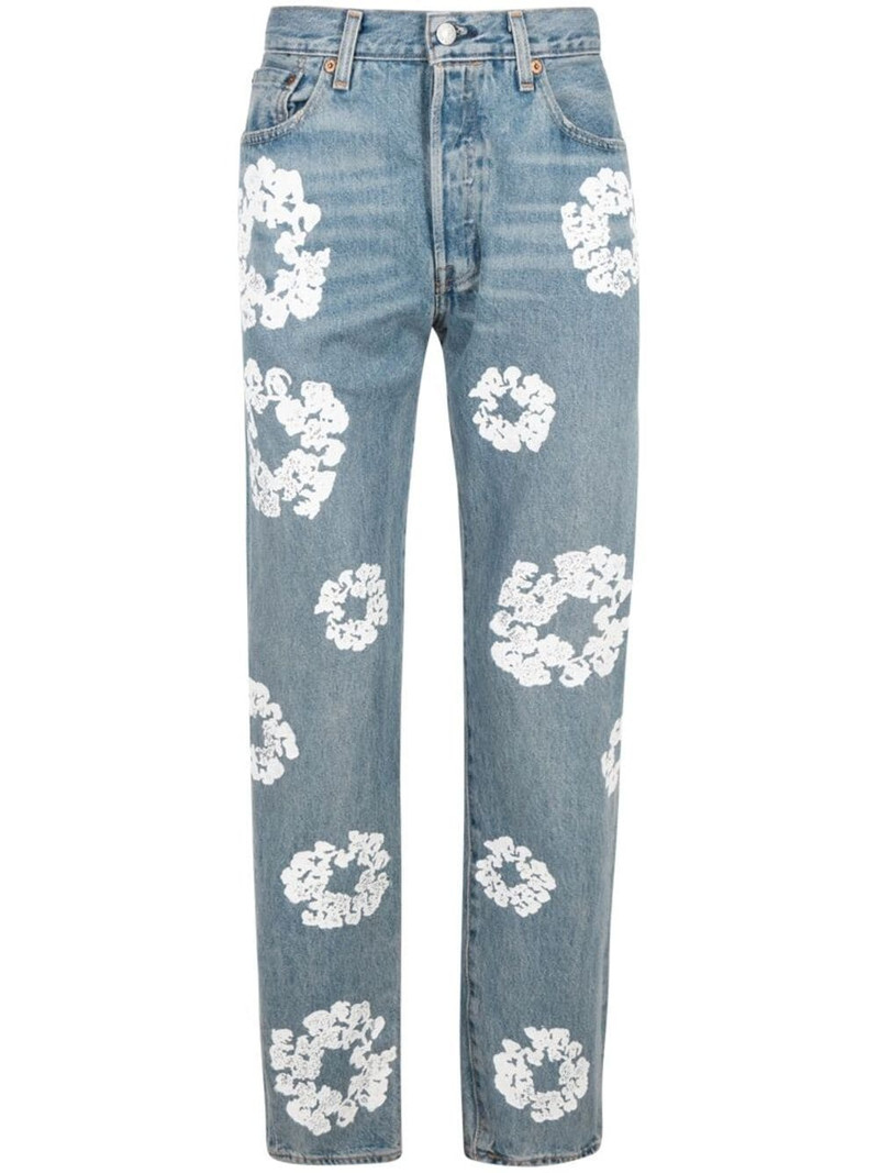 x Levi's Cotton Wreath-print straight-leg jeans 1