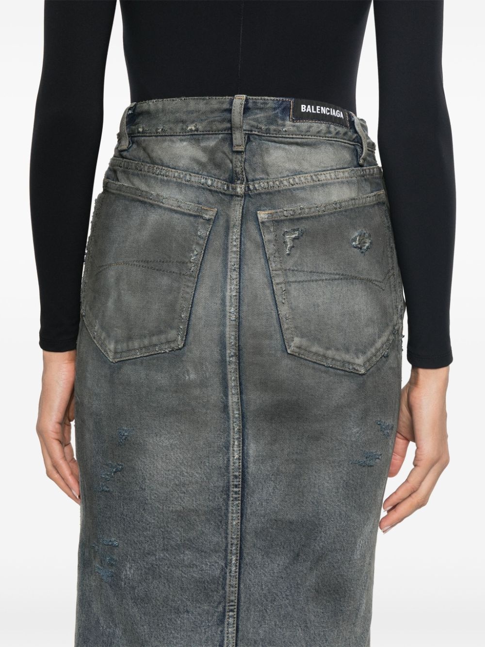 faded maxi denim skirt - 5