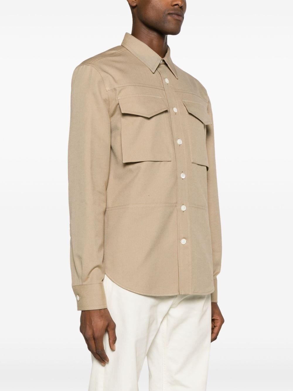 cargo-pocket cotton shirt - 3