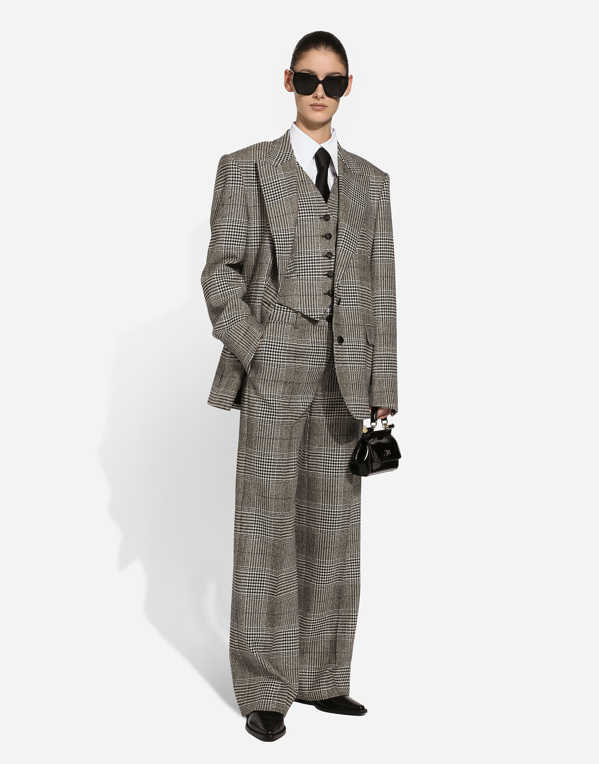 Flared glen plaid pants - 5