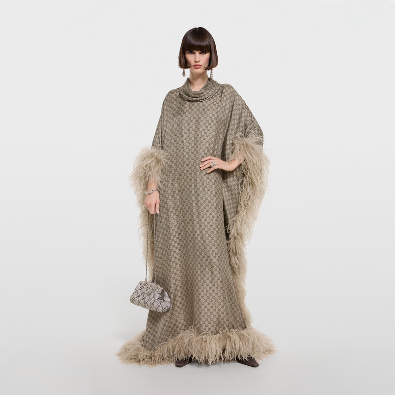 GUCCI Printed silk twill long dress outlook