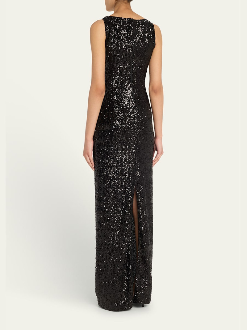 Sequined Portrait-Neck Sleeveless Gown 3