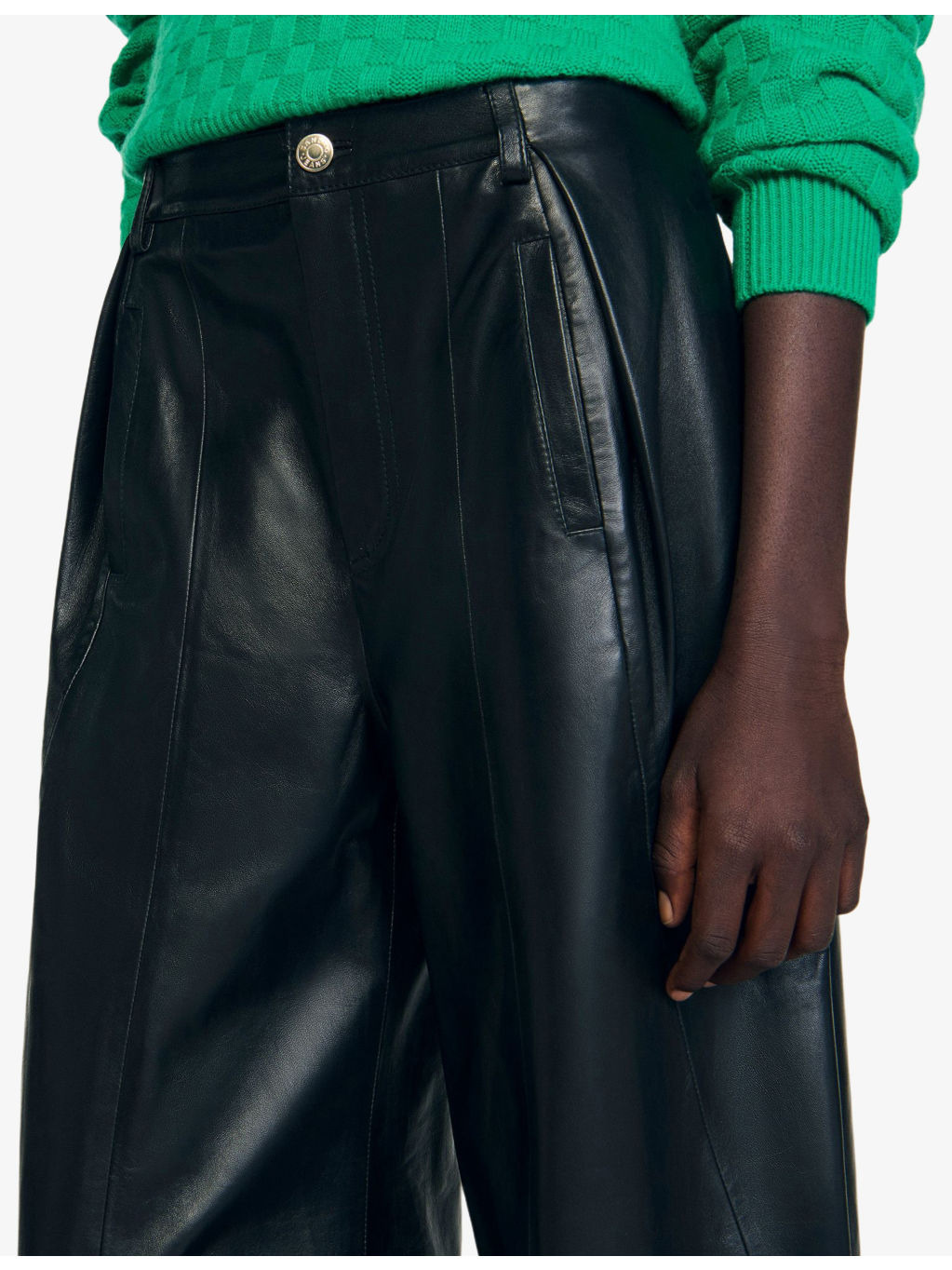 Wide-Leg High-Rise Leather Trousers - 5
