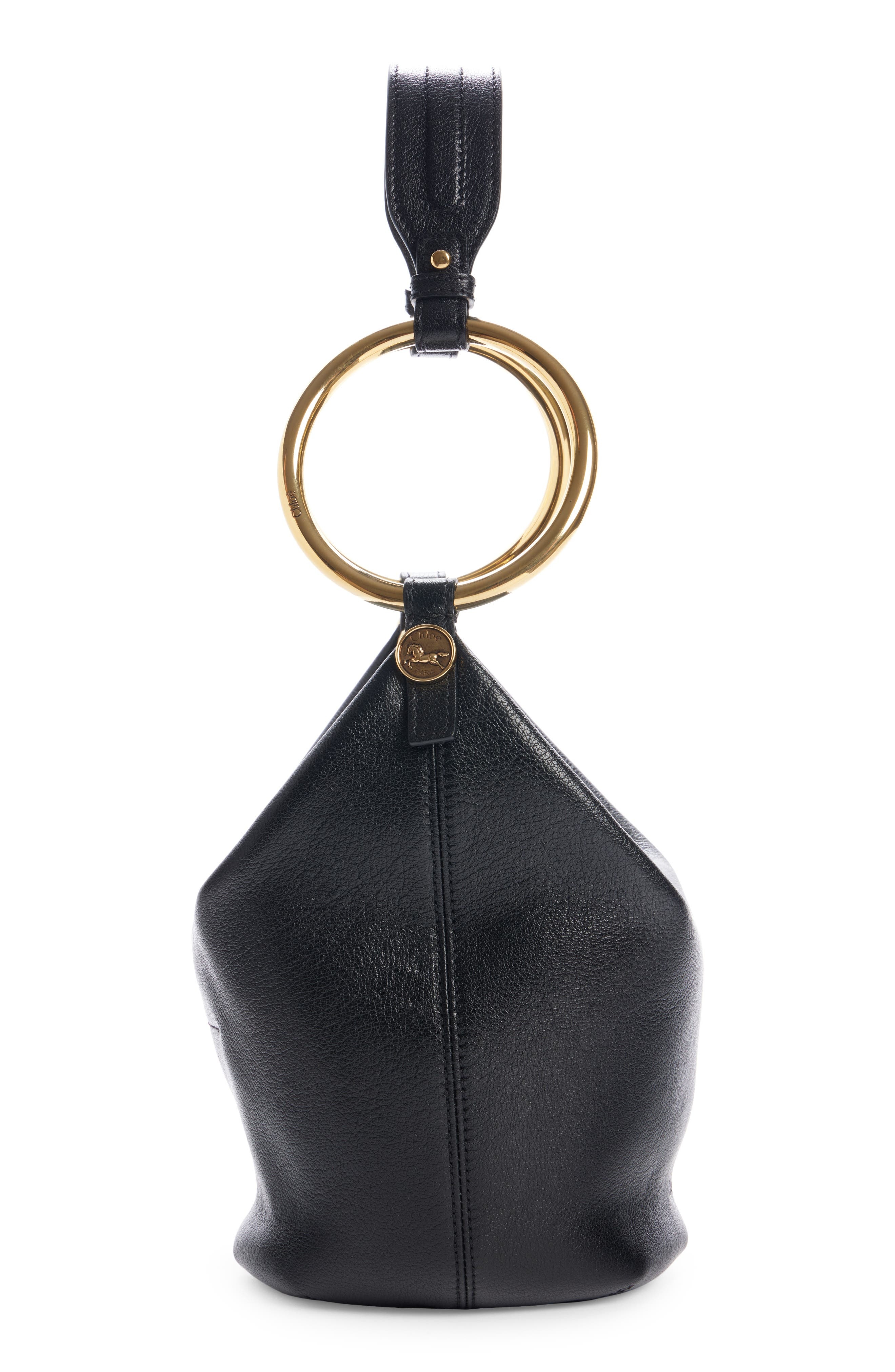 Chloé Bracelet Leather Shoulder Bag in 001 Black at Nordstrom - 4