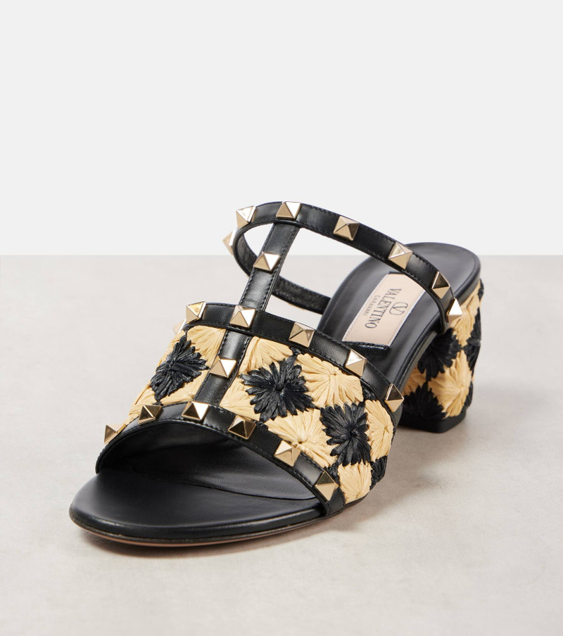 Rockstud 60 raffia-effect mules 5