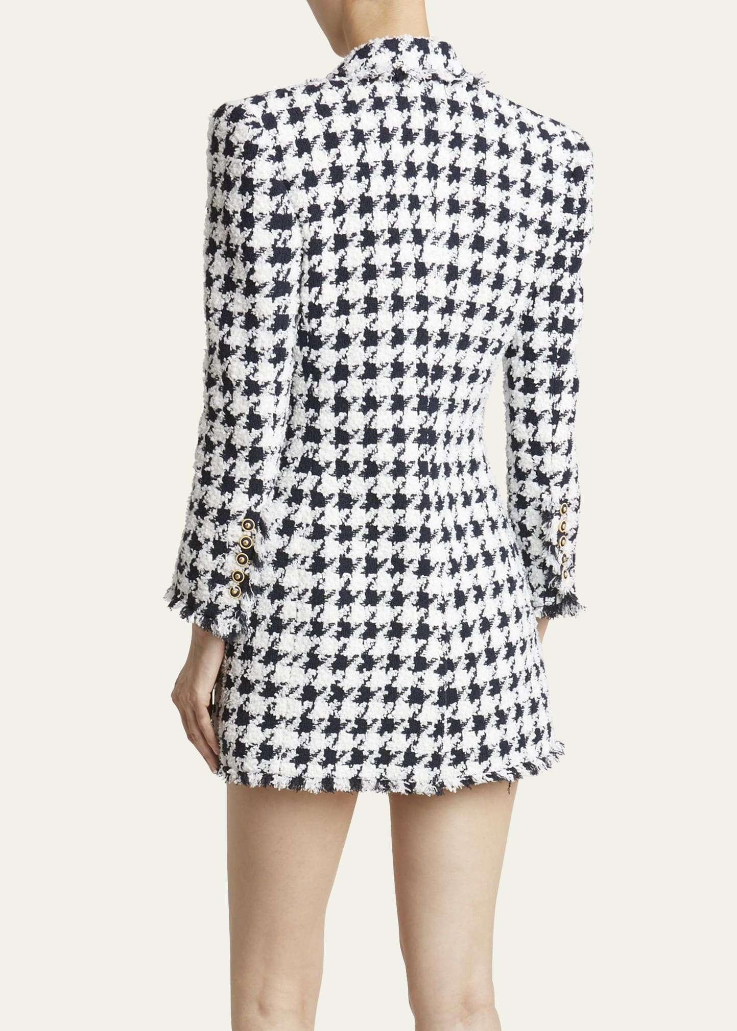Long Tweed Houndstooth Blazer - 3