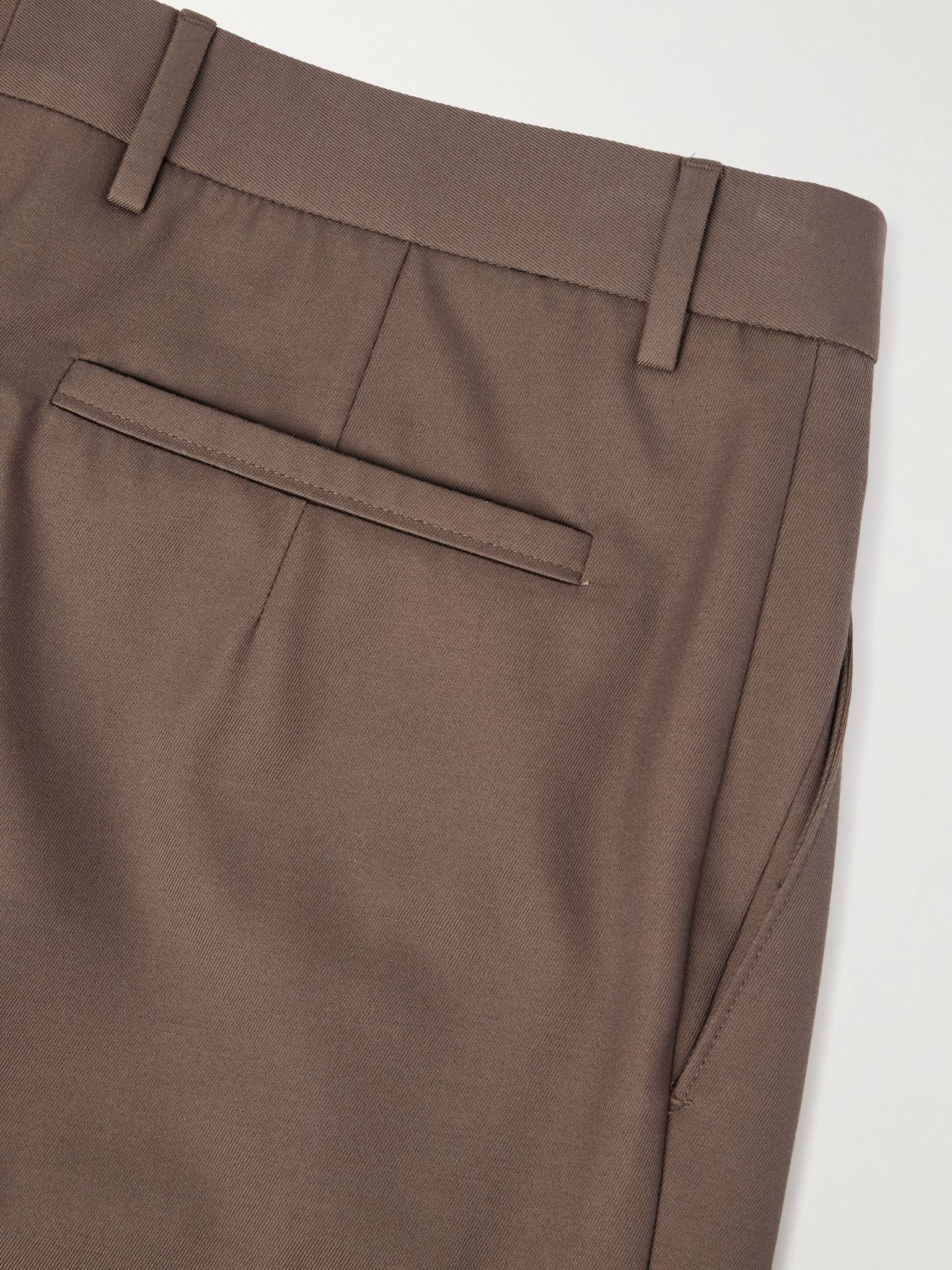 Straight-Leg Cotton and Wool-Blend Trousers Brown - 5