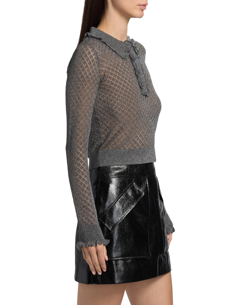 Women's Klara Ruffle Pointelle-Knit Polo Shirt - Gunmetal 4