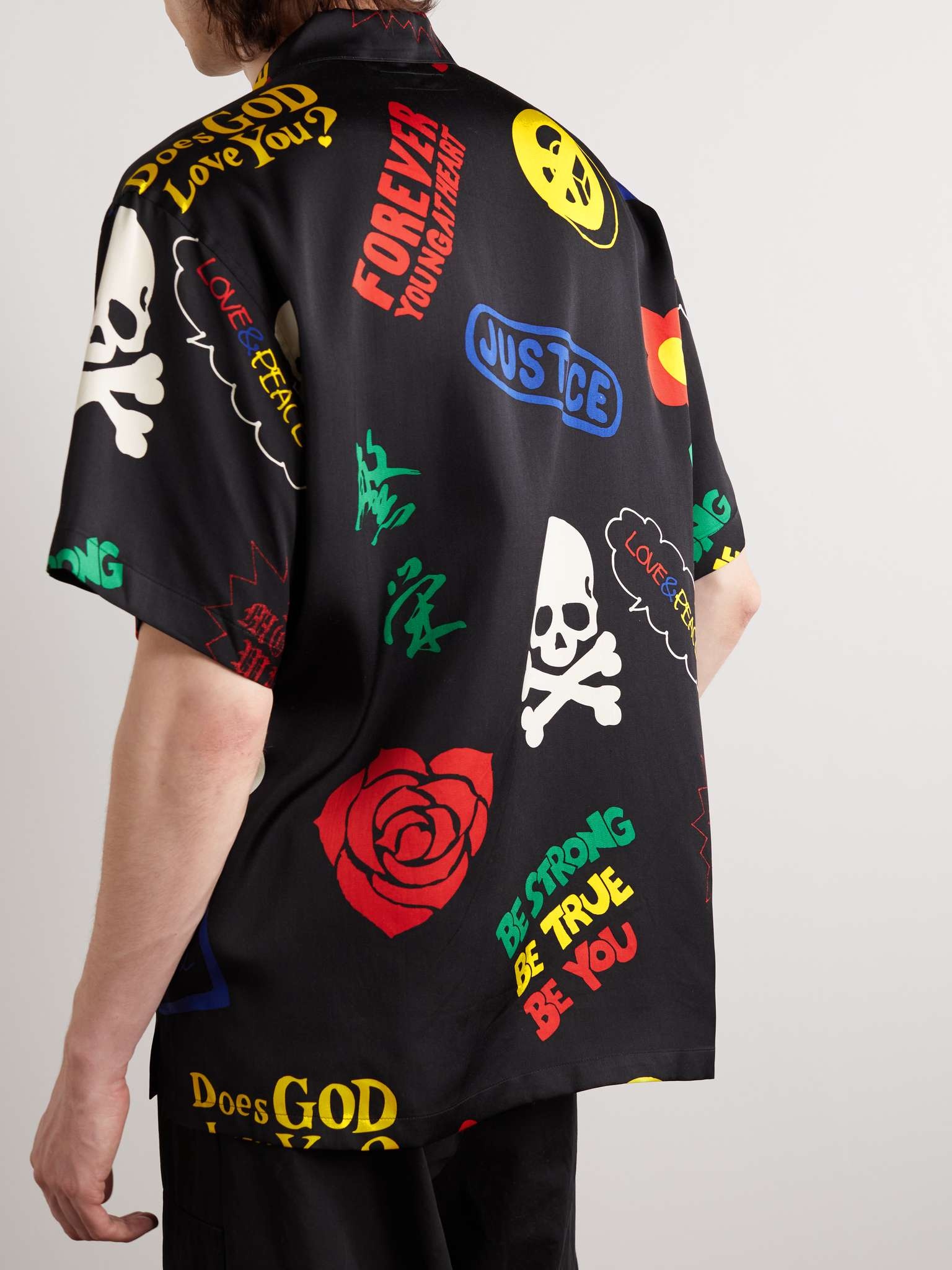 Camp-Collar Printed Silk-Satin Shirt - 4